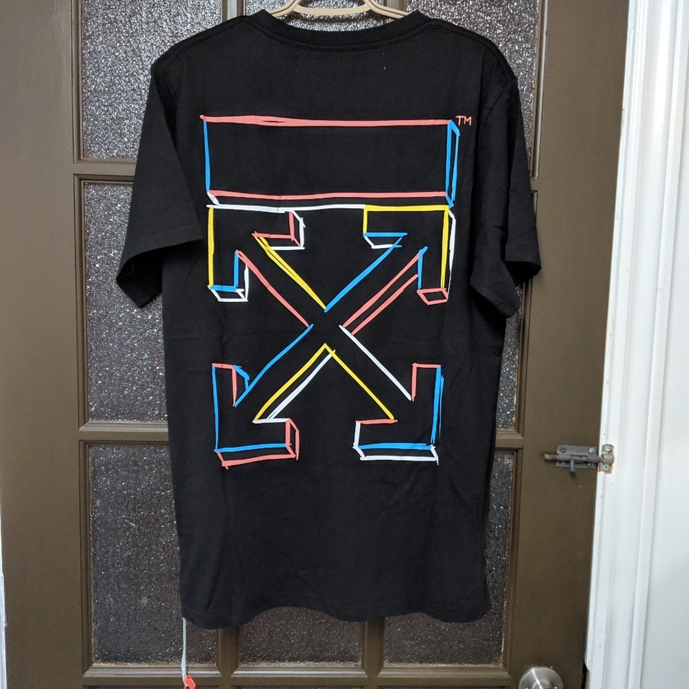 OFF-WHITE X VITKAC  BLACK MULTICOLOR ARROWS TEE